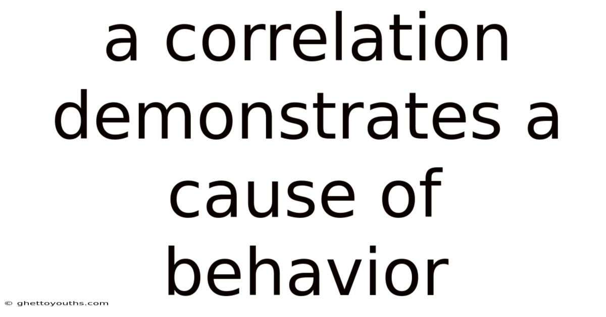 A Correlation Demonstrates A Cause Of Behavior