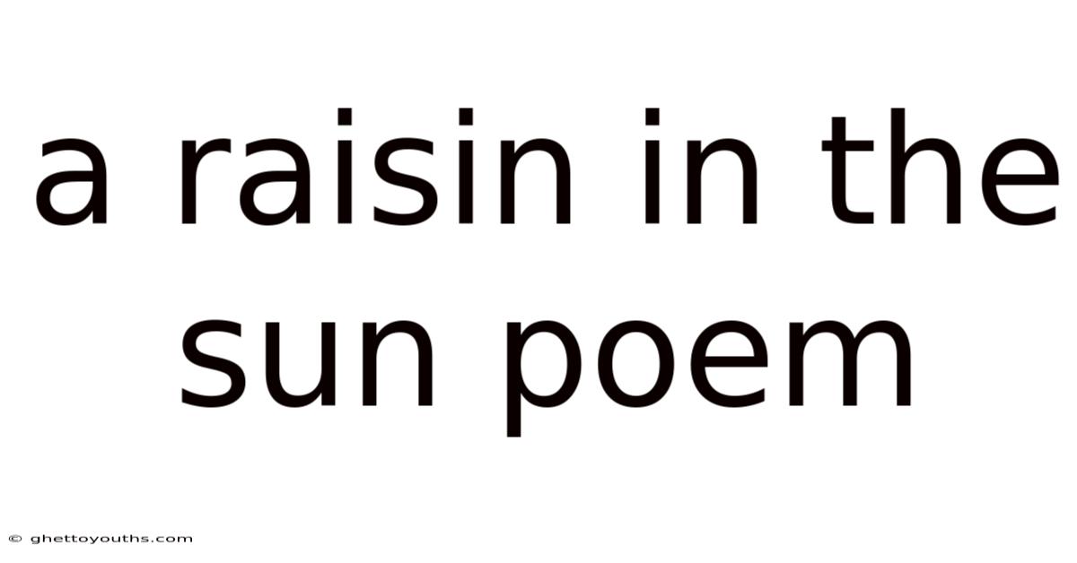 A Raisin In The Sun Poem