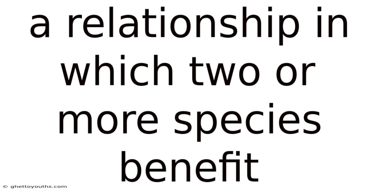 A Relationship In Which Two Or More Species Benefit