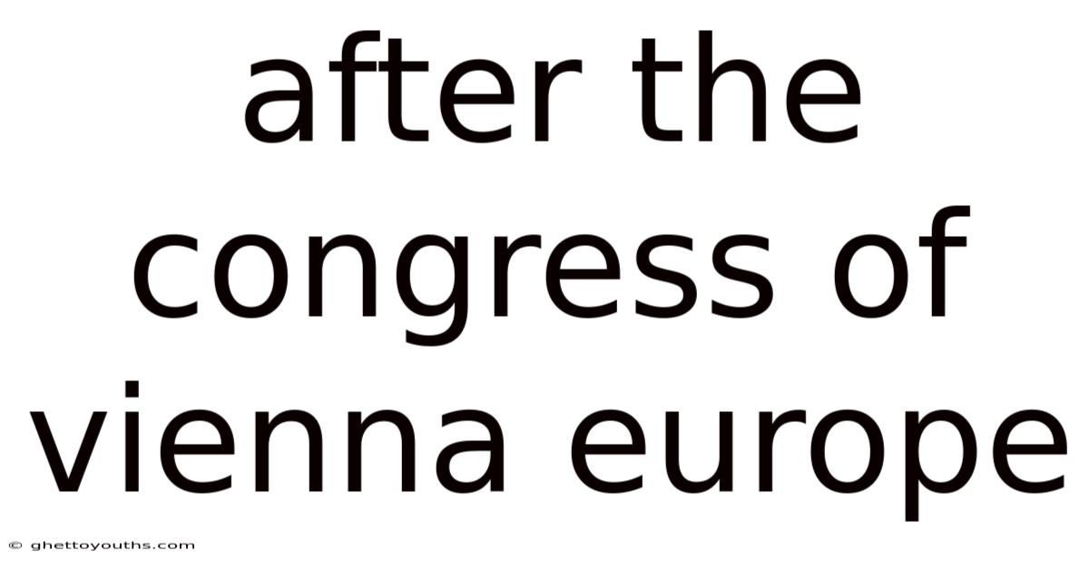 After The Congress Of Vienna Europe