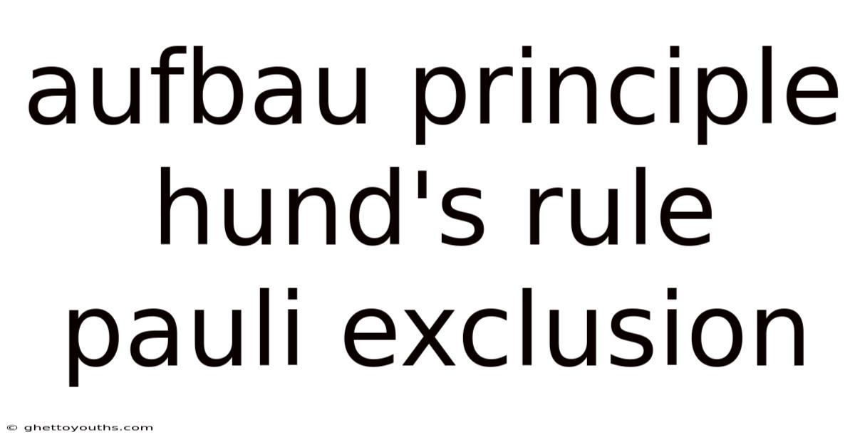 Aufbau Principle Hund's Rule Pauli Exclusion