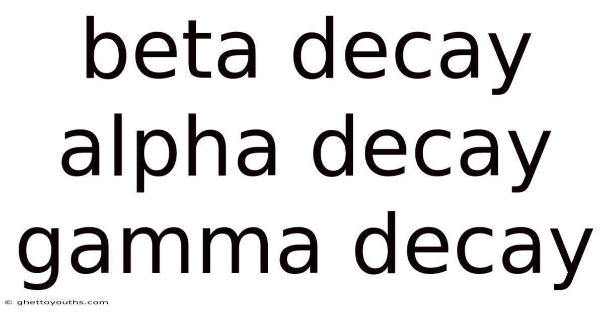 Beta Decay Alpha Decay Gamma Decay