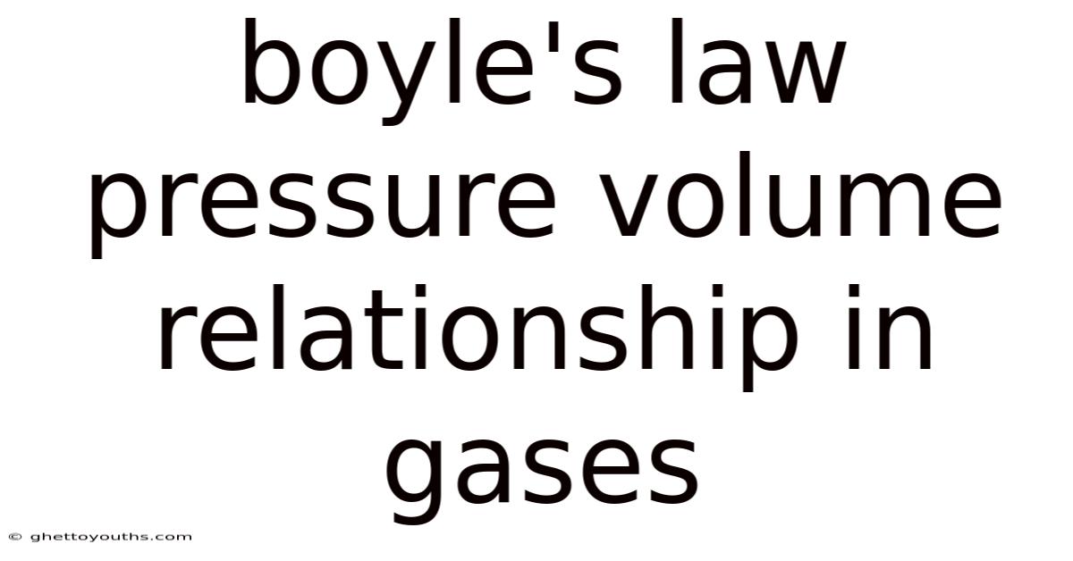 Boyle's Law Pressure Volume Relationship In Gases