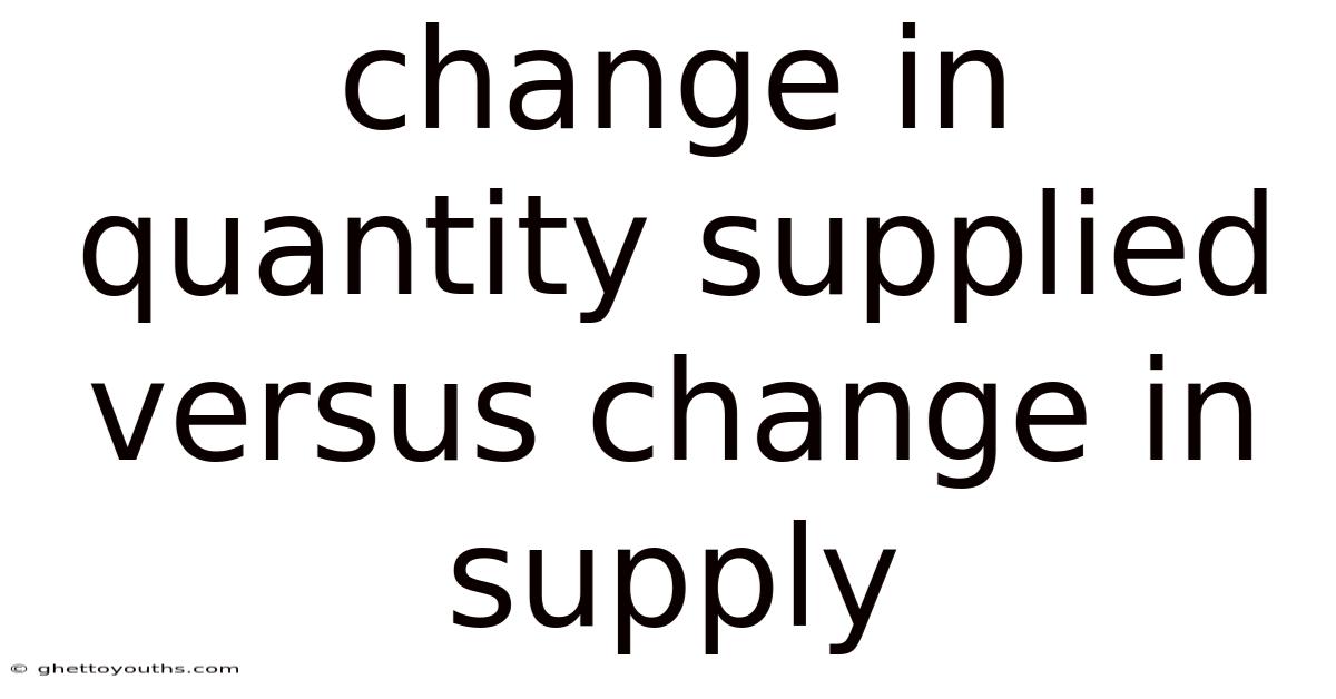 Change In Quantity Supplied Versus Change In Supply
