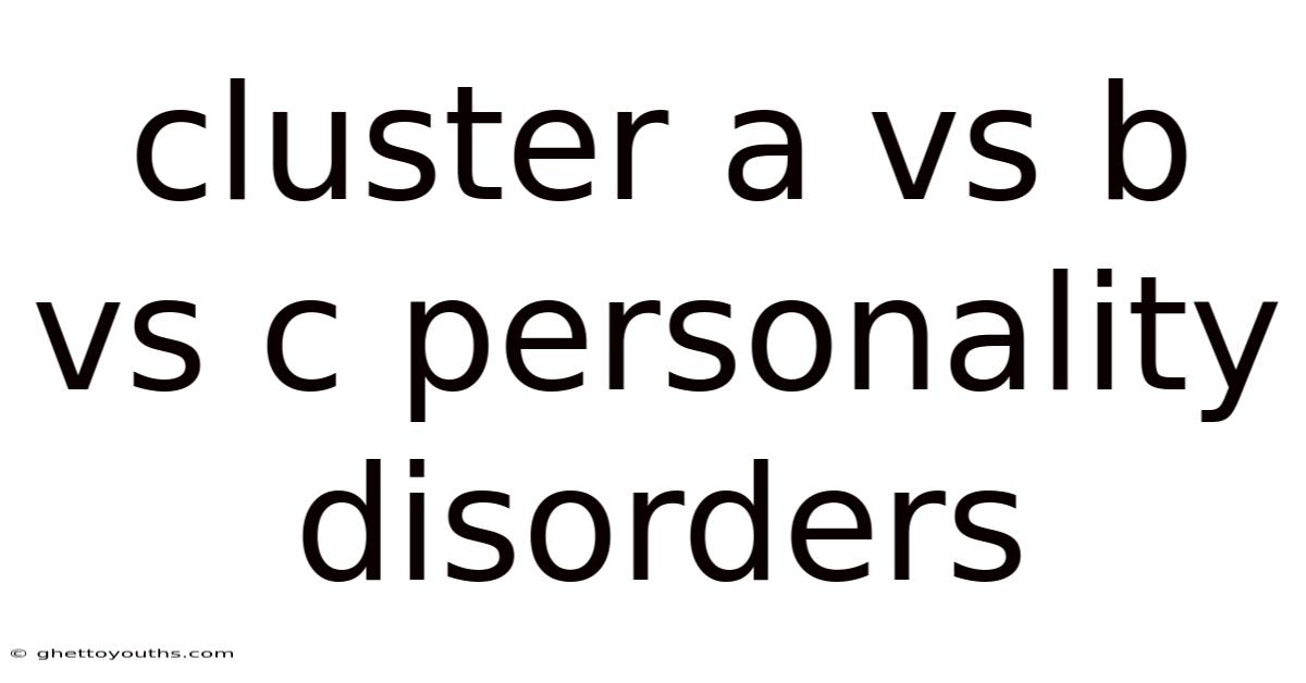Cluster A Vs B Vs C Personality Disorders