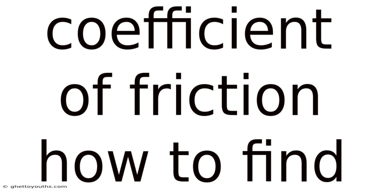 Coefficient Of Friction How To Find