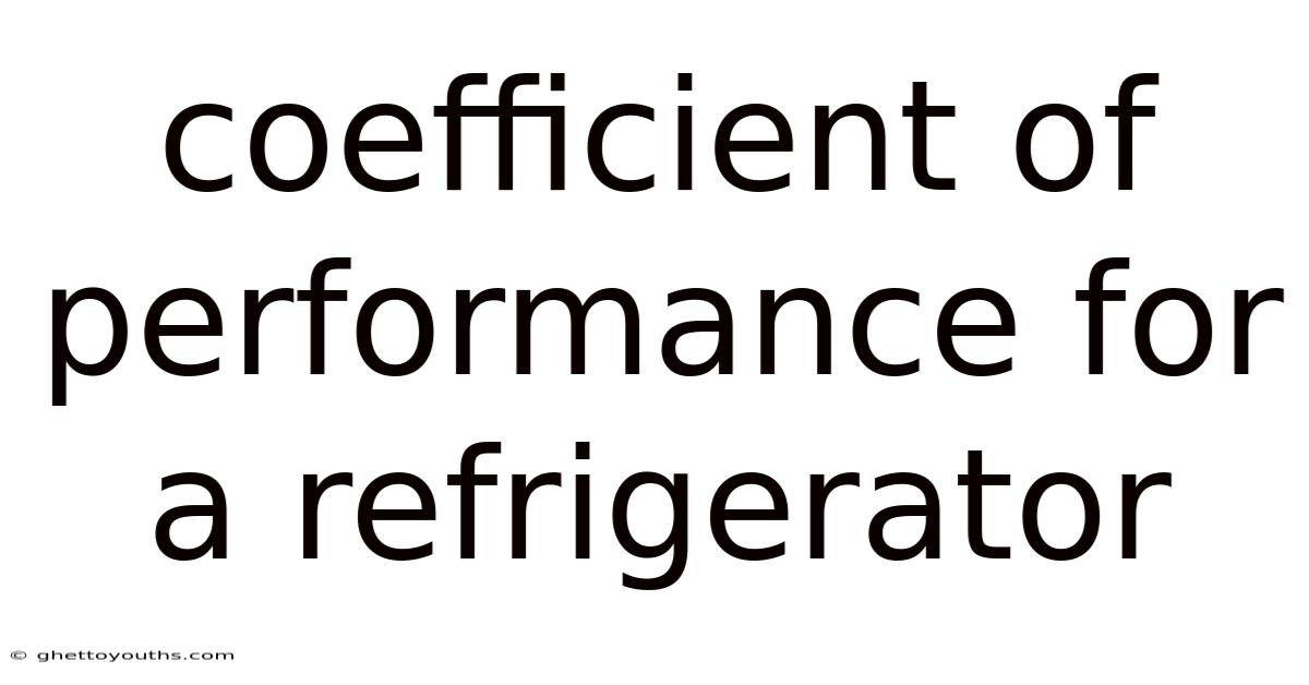 Coefficient Of Performance For A Refrigerator