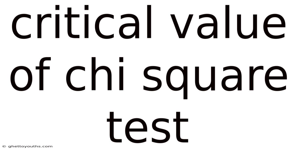 Critical Value Of Chi Square Test