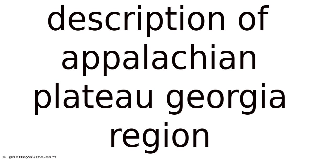 Description Of Appalachian Plateau Georgia Region