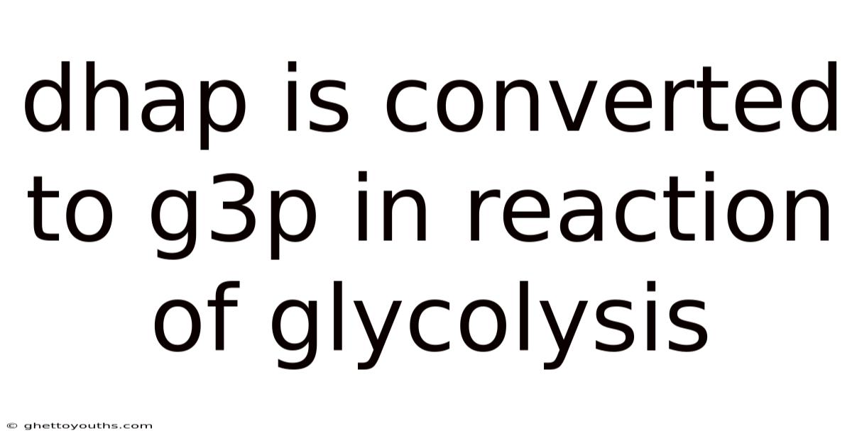 Dhap Is Converted To G3p In Reaction Of Glycolysis