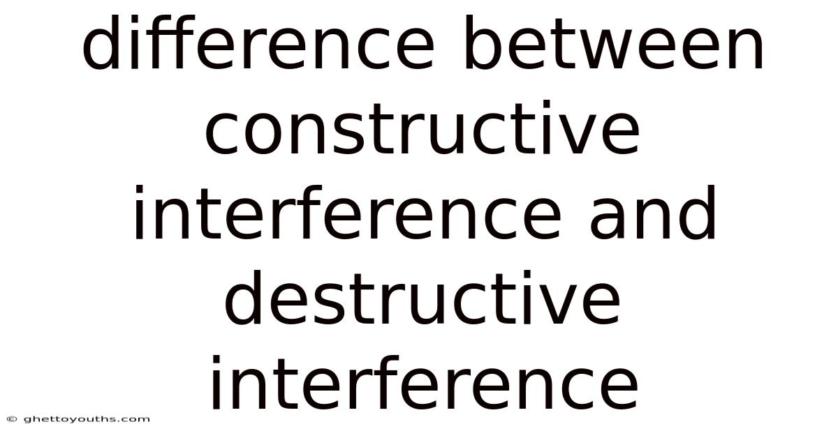 Difference Between Constructive Interference And Destructive Interference