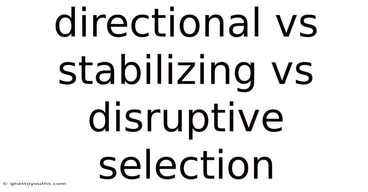Directional Vs Stabilizing Vs Disruptive Selection