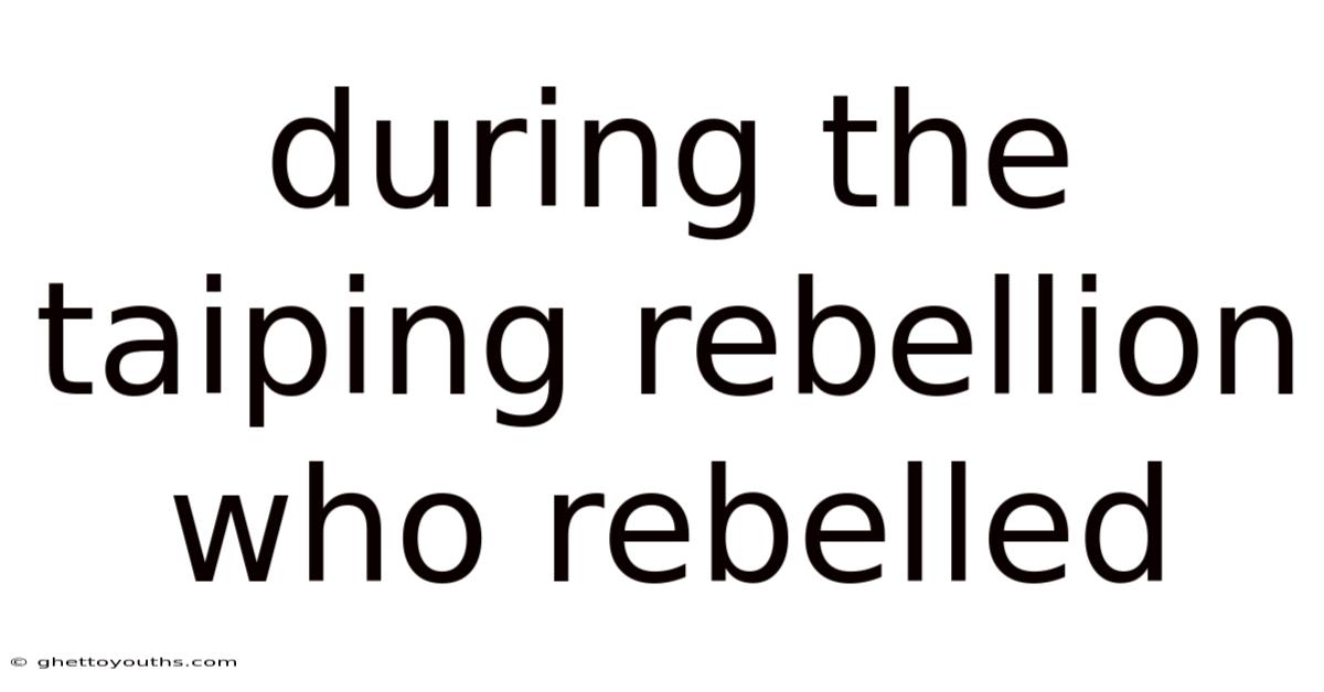 During The Taiping Rebellion Who Rebelled