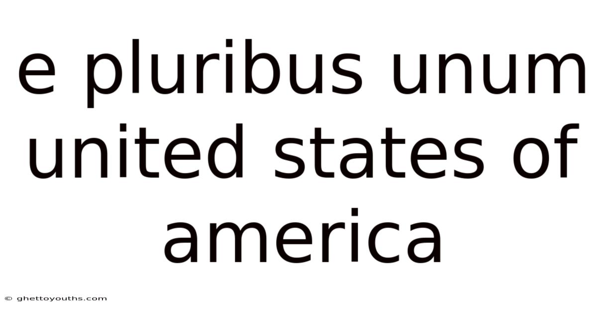 E Pluribus Unum United States Of America