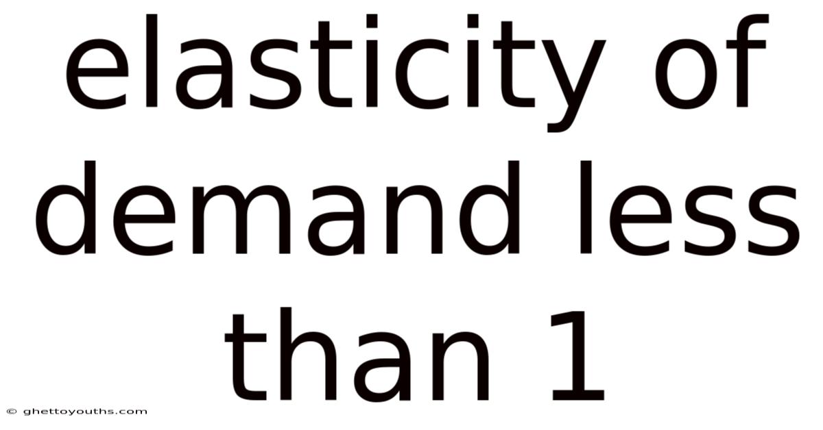 Elasticity Of Demand Less Than 1