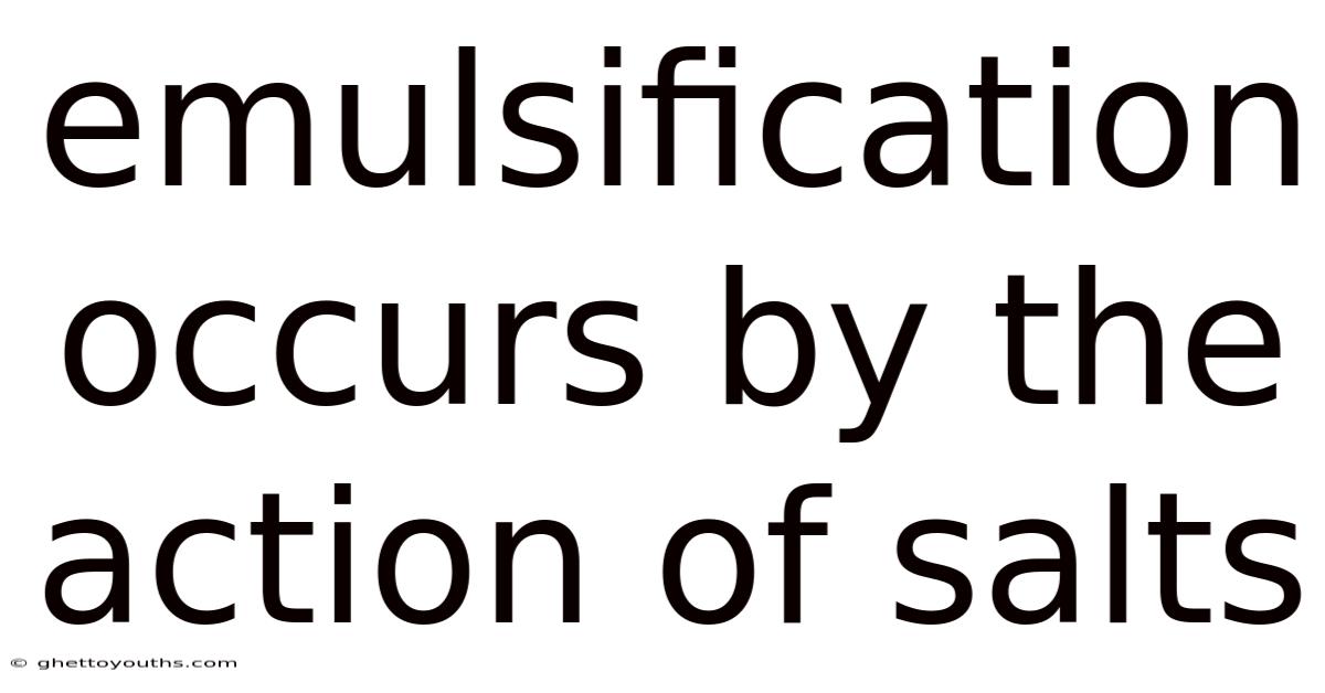 Emulsification Occurs By The Action Of Salts