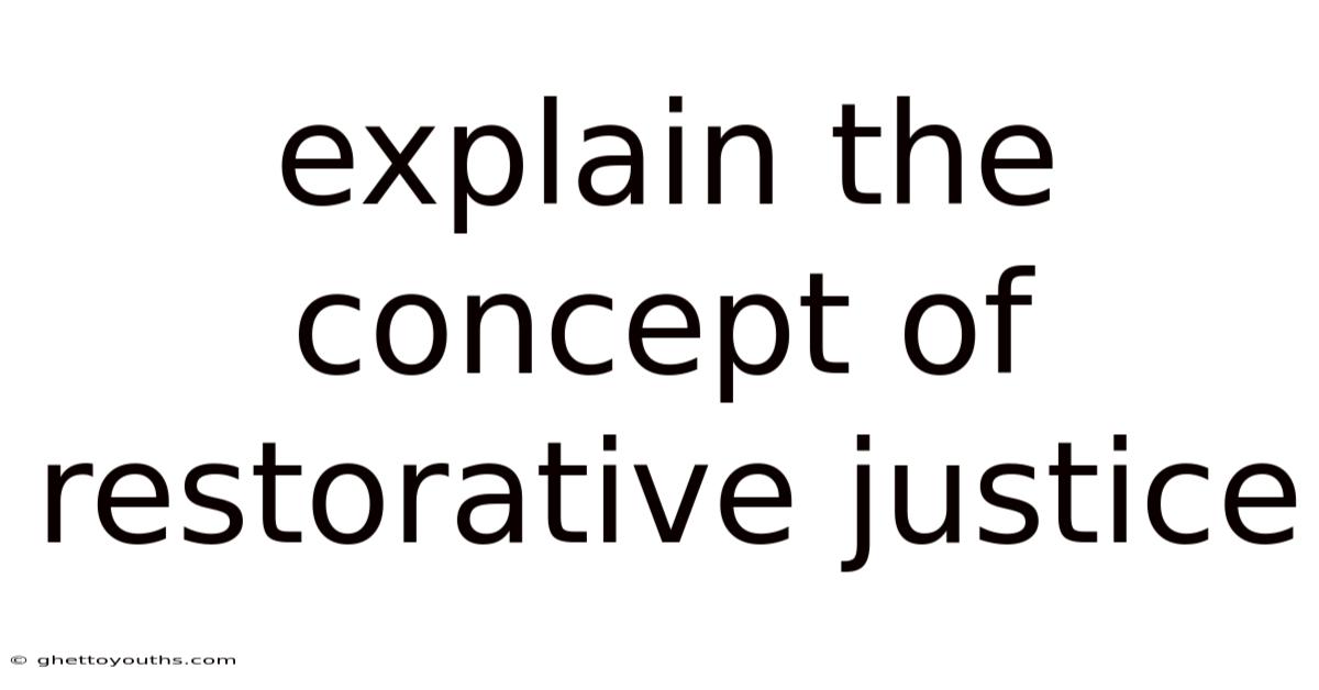 Explain The Concept Of Restorative Justice