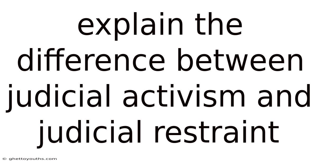 Explain The Difference Between Judicial Activism And Judicial Restraint