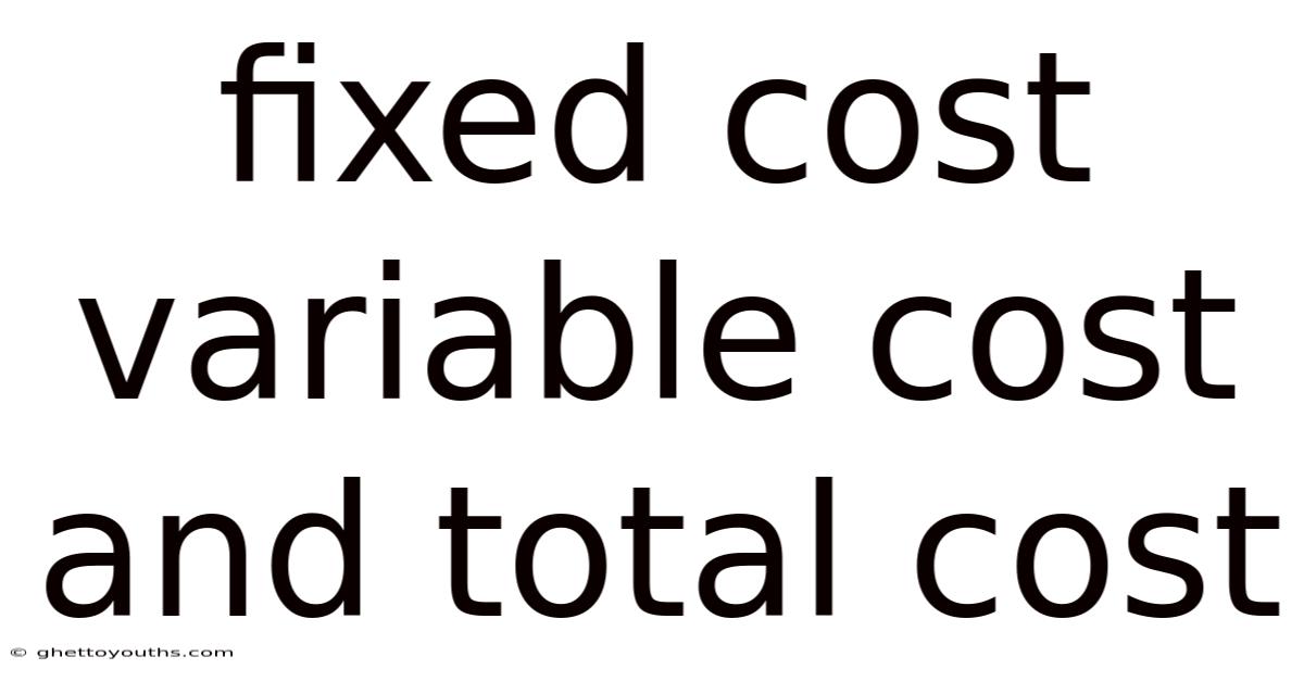Fixed Cost Variable Cost And Total Cost