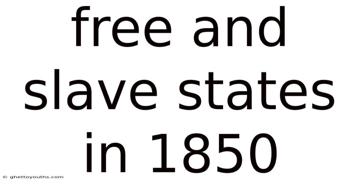 Free And Slave States In 1850