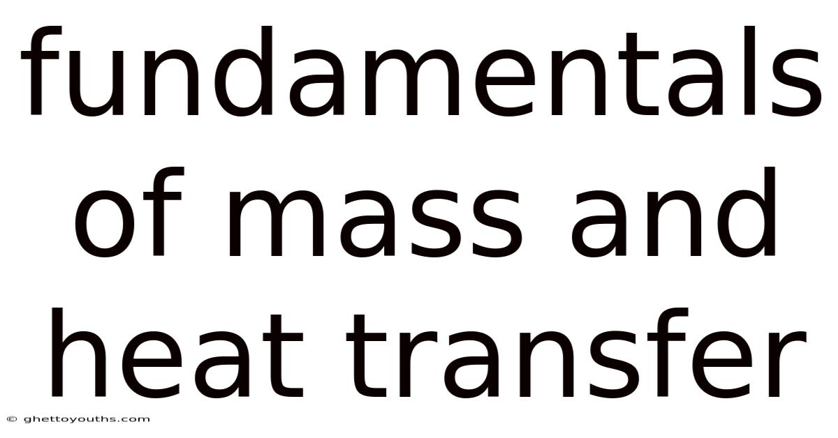 Fundamentals Of Mass And Heat Transfer