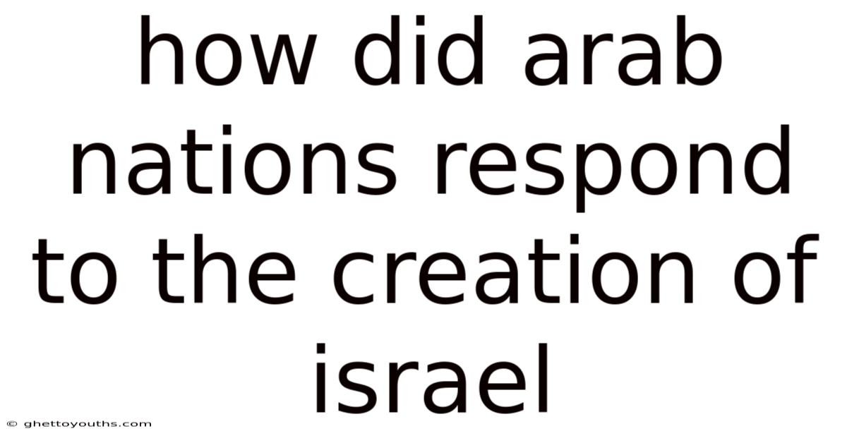 How Did Arab Nations Respond To The Creation Of Israel
