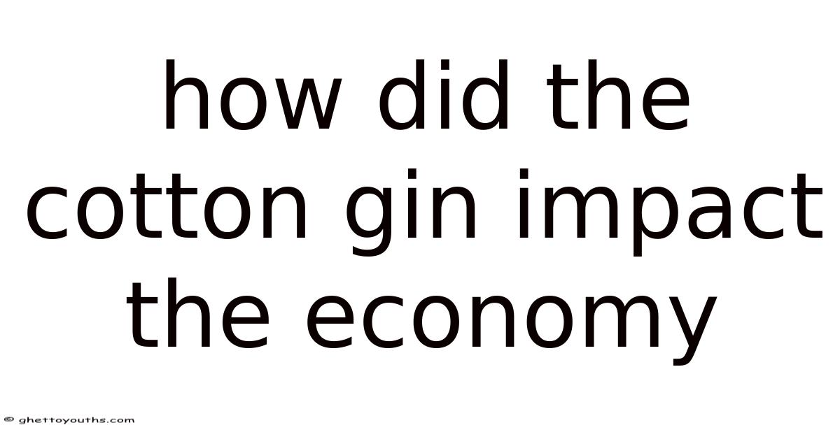 How Did The Cotton Gin Impact The Economy