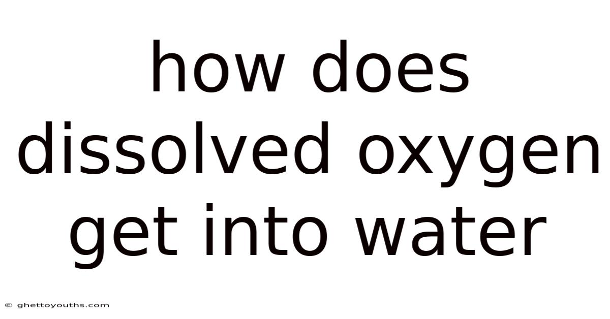 How Does Dissolved Oxygen Get Into Water