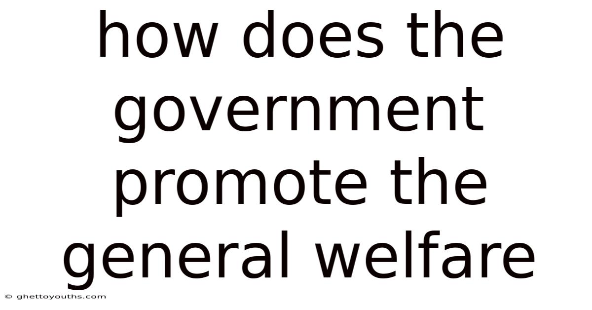 How Does The Government Promote The General Welfare