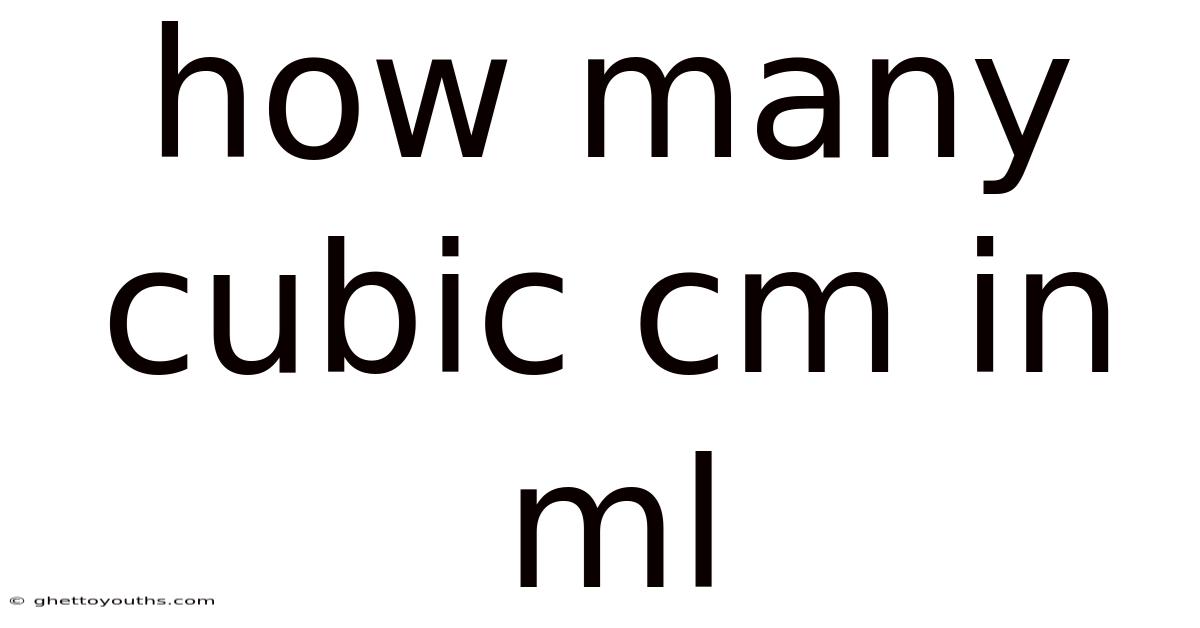 How Many Cubic Cm In Ml