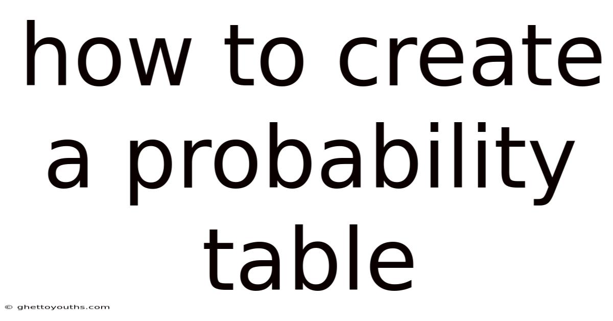 How To Create A Probability Table