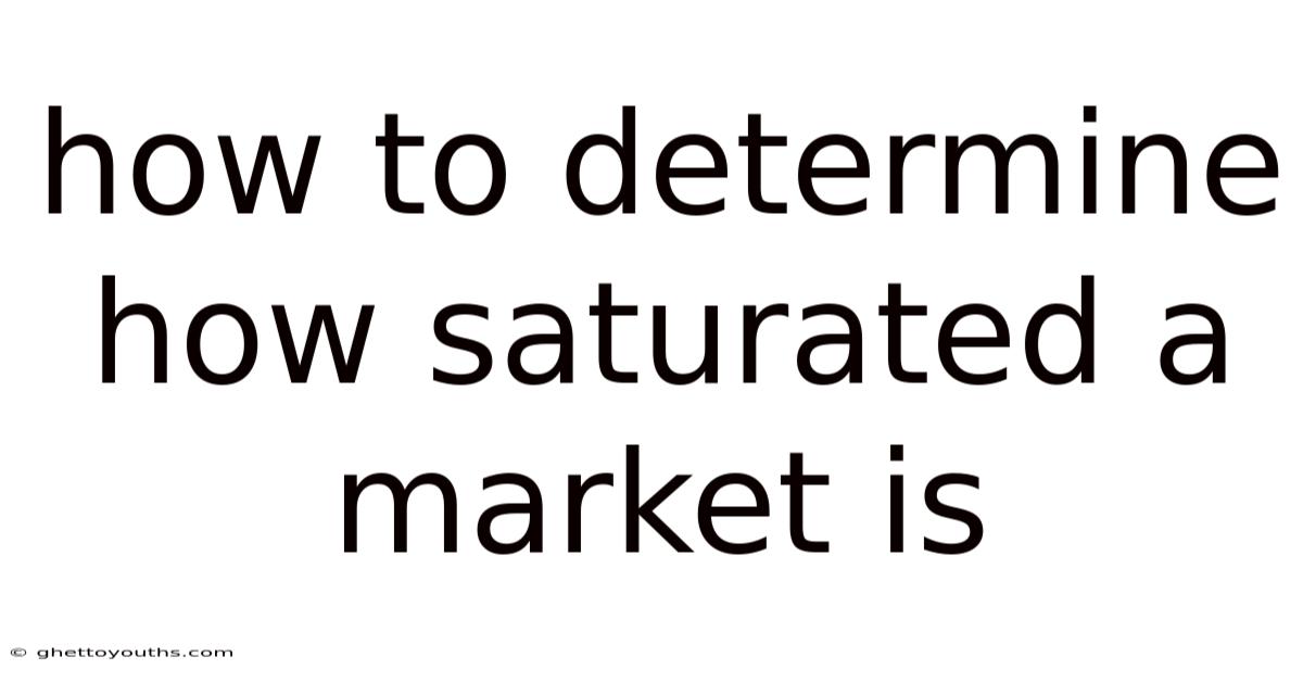 How To Determine How Saturated A Market Is