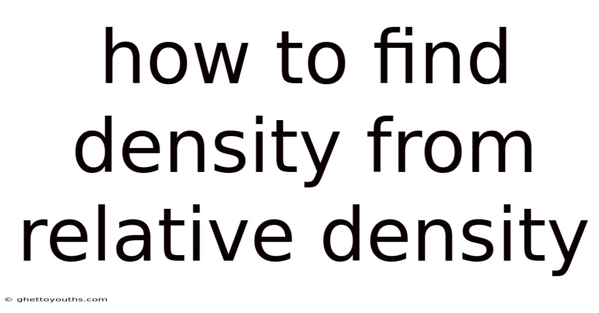 How To Find Density From Relative Density