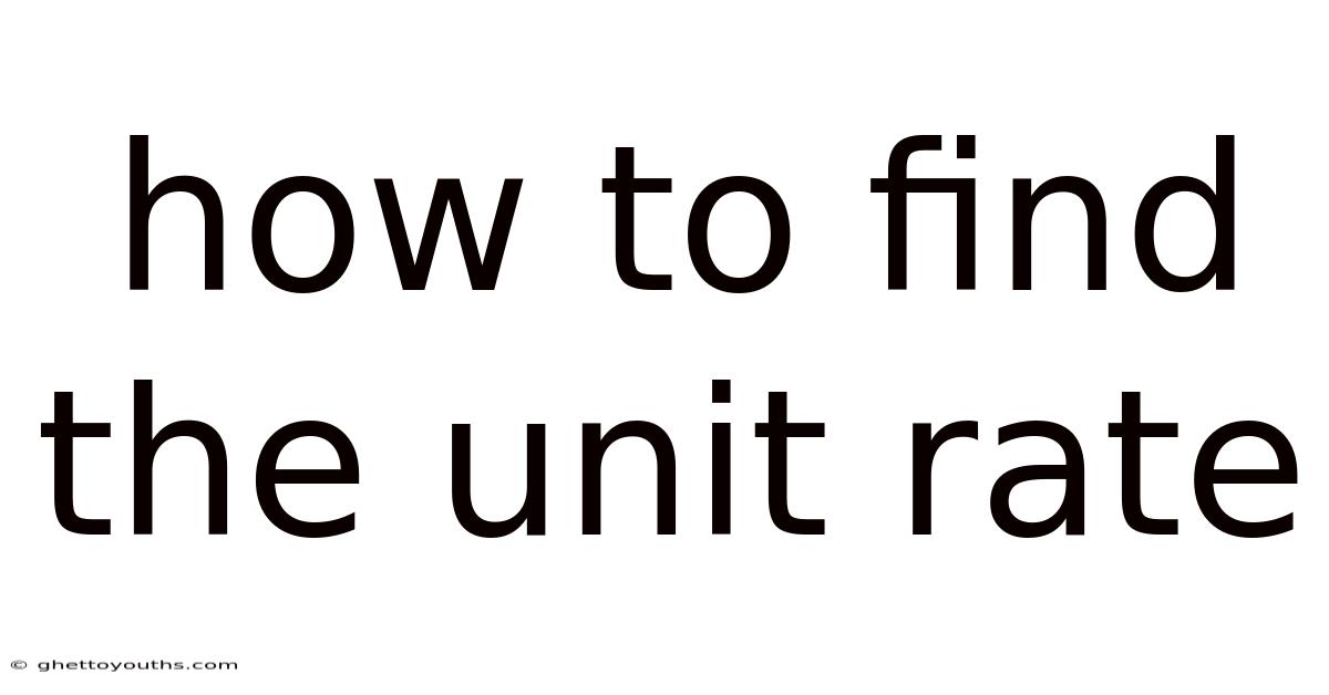 How To Find The Unit Rate