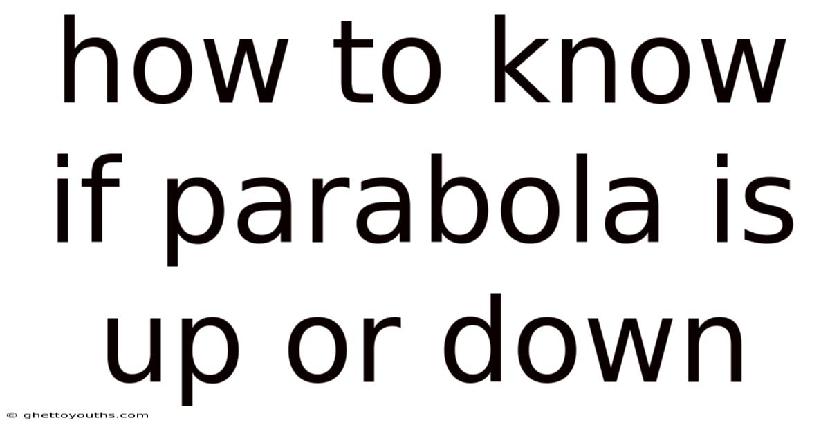 How To Know If Parabola Is Up Or Down