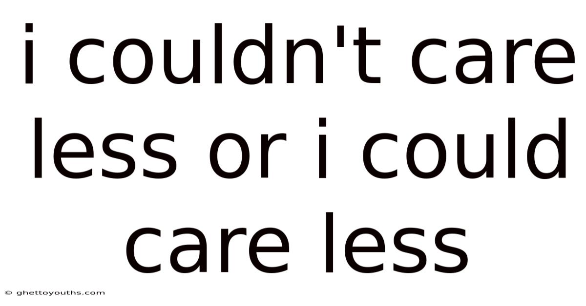 I Couldn't Care Less Or I Could Care Less