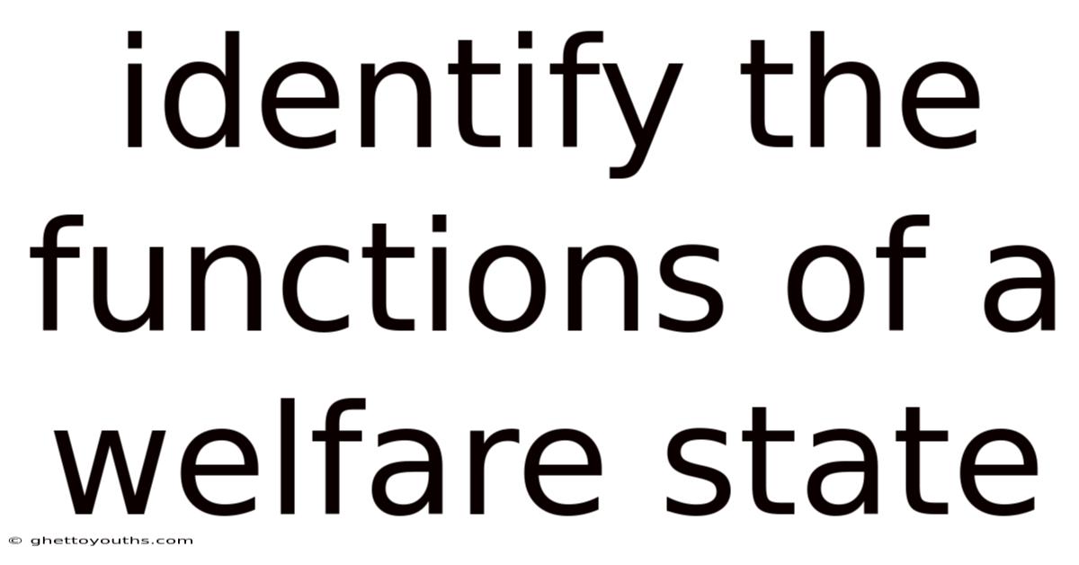 Identify The Functions Of A Welfare State