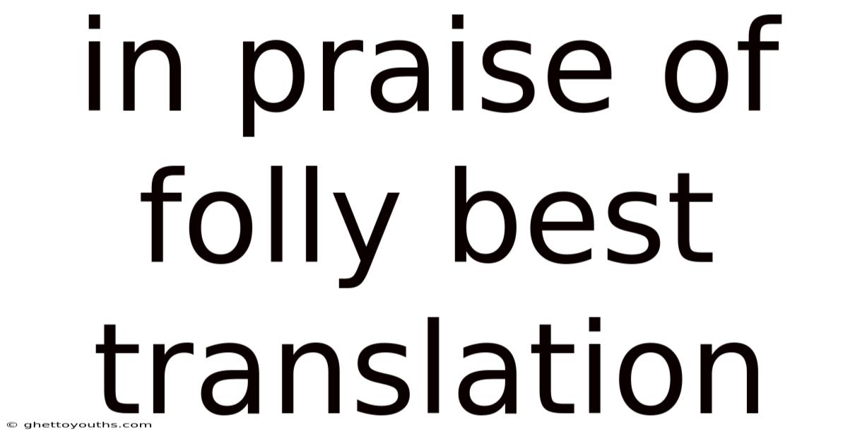In Praise Of Folly Best Translation