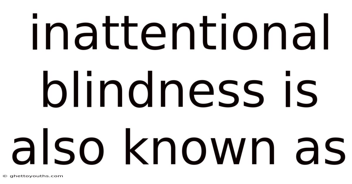 Inattentional Blindness Is Also Known As