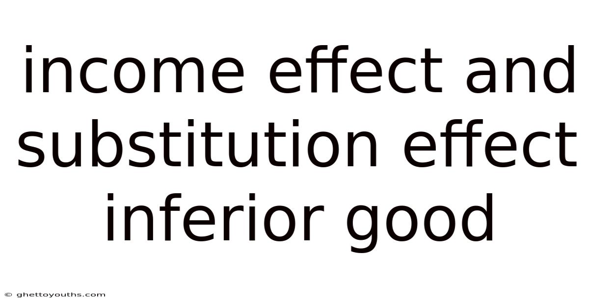 Income Effect And Substitution Effect Inferior Good