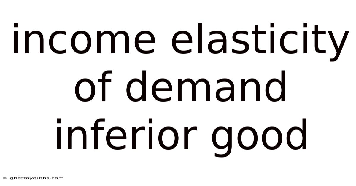 Income Elasticity Of Demand Inferior Good