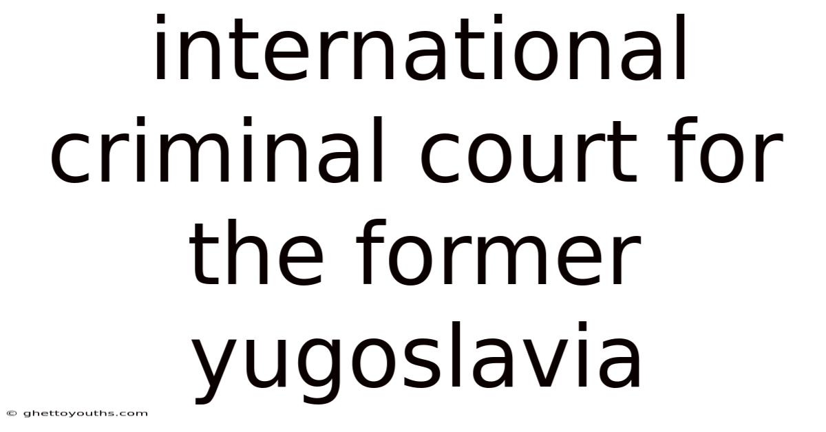 International Criminal Court For The Former Yugoslavia