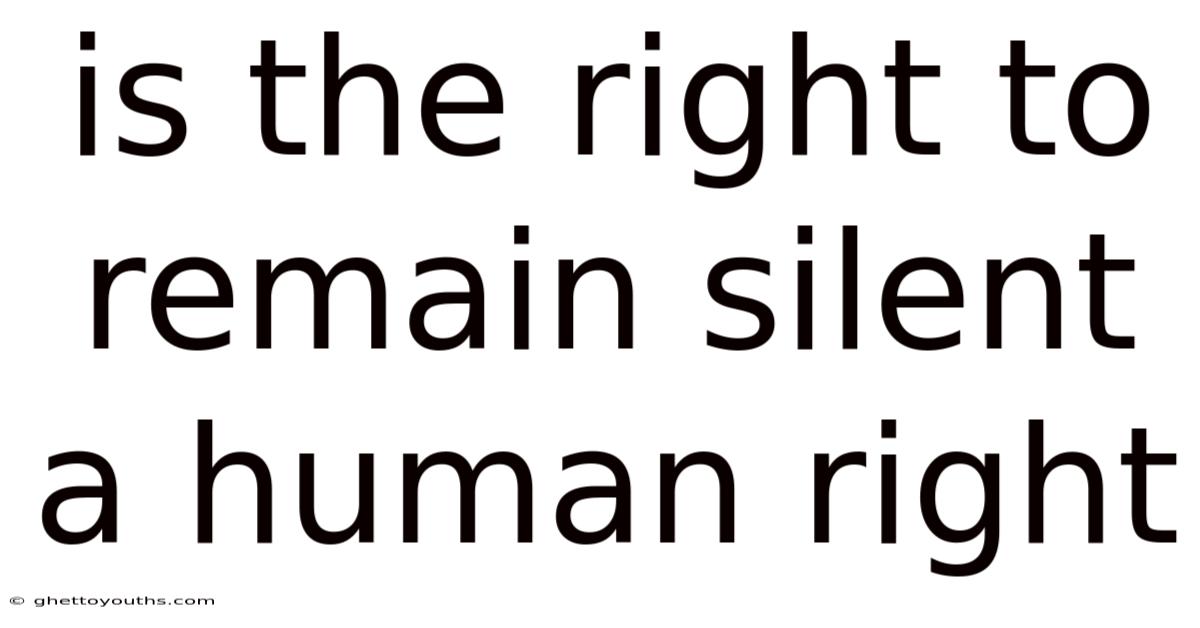 Is The Right To Remain Silent A Human Right