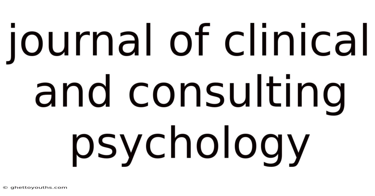 Journal Of Clinical And Consulting Psychology