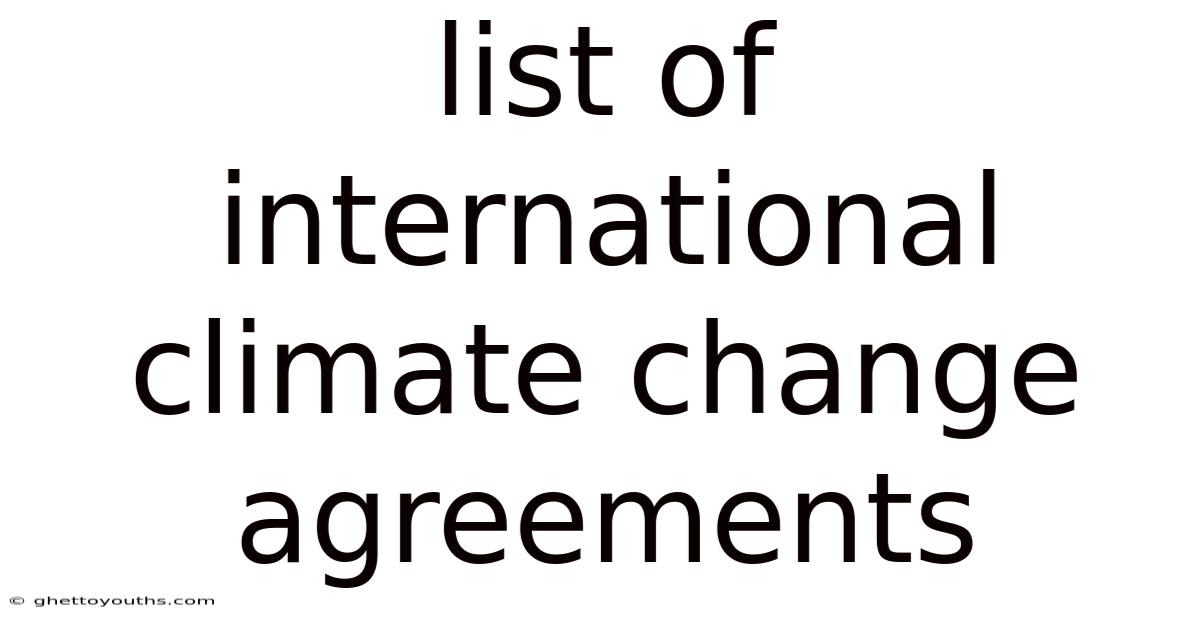 List Of International Climate Change Agreements