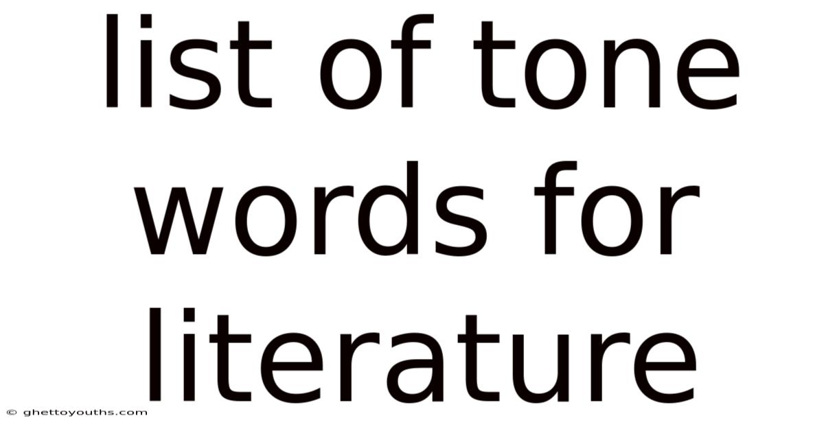 List Of Tone Words For Literature
