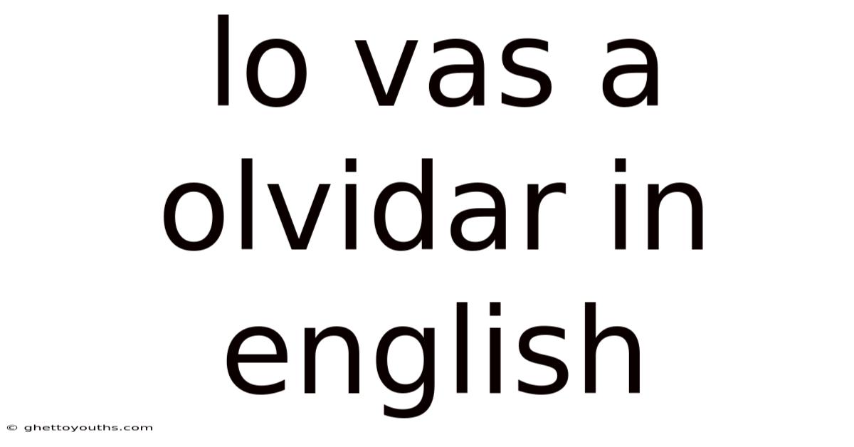 Lo Vas A Olvidar In English