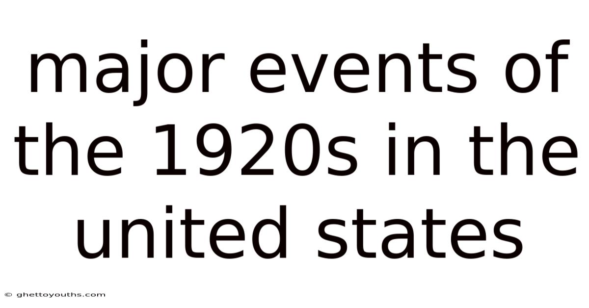 Major Events Of The 1920s In The United States