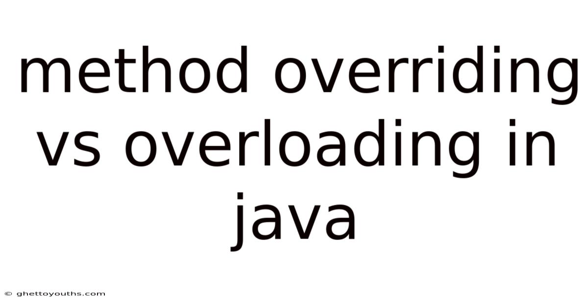 Method Overriding Vs Overloading In Java