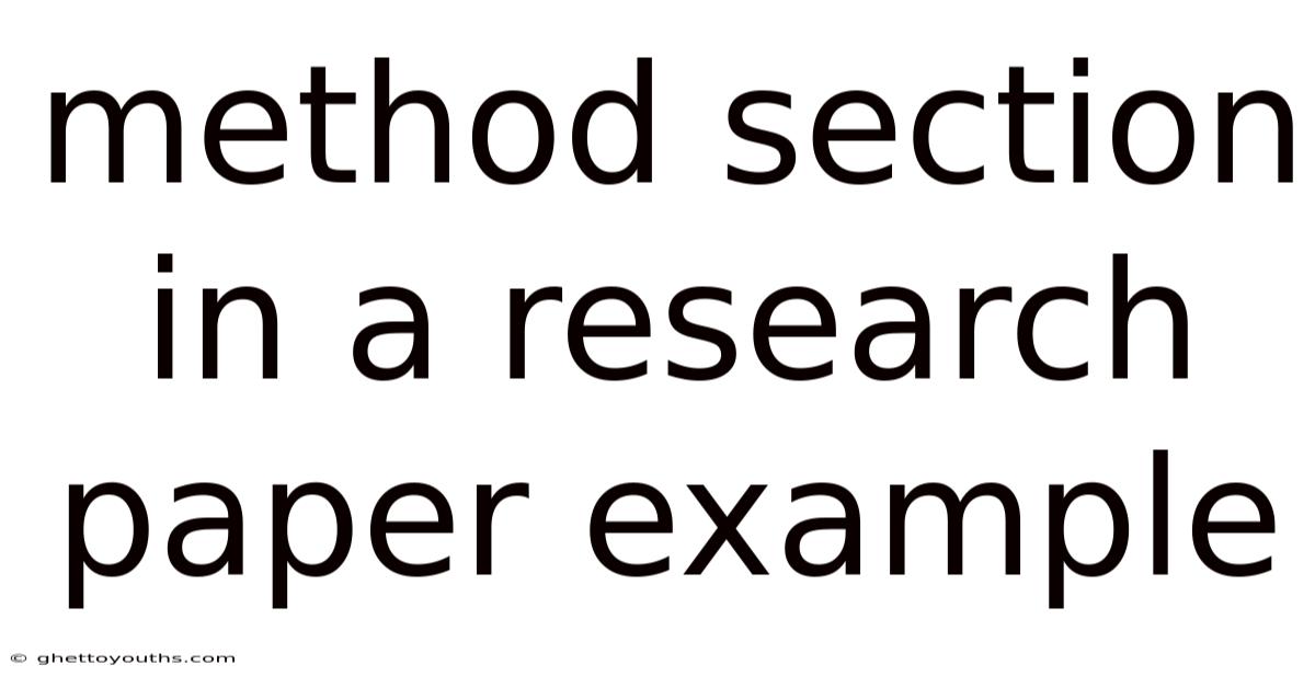 Method Section In A Research Paper Example